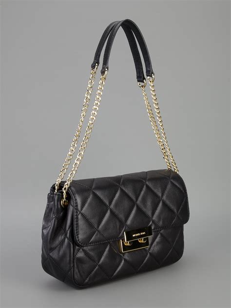 michael kors shiny black purse|michael kors black quilted handbags.